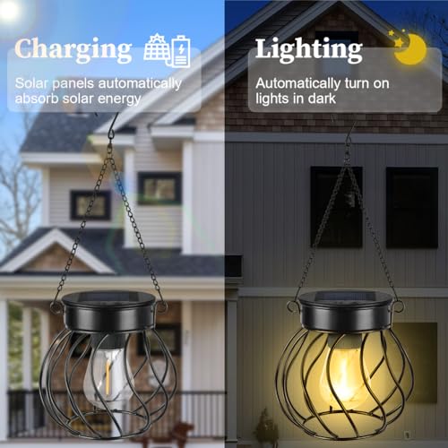 Solar Lantern Outdoor IP65 Waterproof Hang Garden Lantern Solar Lights voor Garden Yard Patio Trouwfeest Decoratie 4
