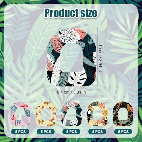 25 st Tropical Waterproof Lijm Patches, 5 Styles Tropical Flora Fauna Lijm Sensor Cover Ademende Overpatches Tape Sensor Stickers Compatibel met Omnipod 5