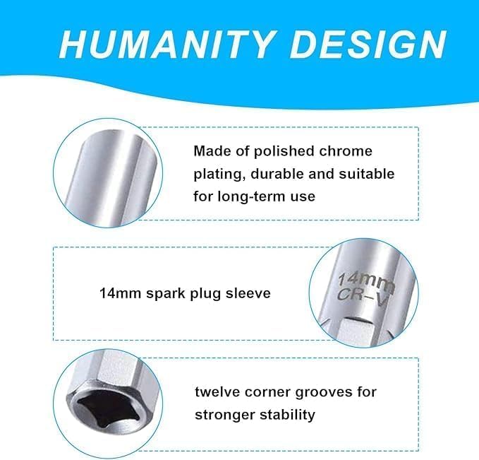 Spark Plug Wrench 14mm 12-Point Thin Wall Spark Plug Plench 14mm Spark Plug Plug Magnetic Sun Car Truck Motorfiets Geschikt voor een breed scala aan modellen 4