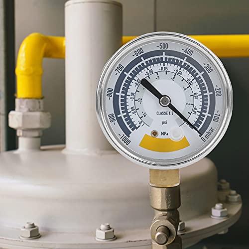 Drukmeter, 304 Roestvrij staal Nauwkeurige luchtmeter voor Vacuümpomp 0~-14psi G1/4 inch connector voor het meten van thuiswatermeters 3