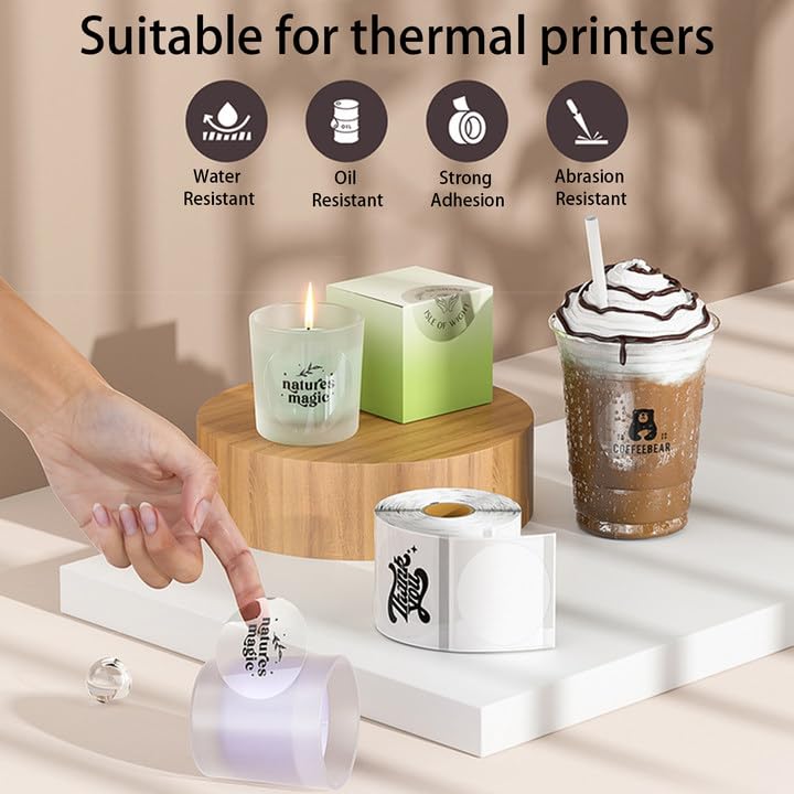 Gold Thermal Sticker Labels, 50 x 50 cm, 400 stuks, Ronde Thermische Labels, Logo Stickers, 57 x 32 cm, 500 stuks, Square Direct Thermal Label, Roll Printer Stickers Naam Tag voor prijs, Naam 3