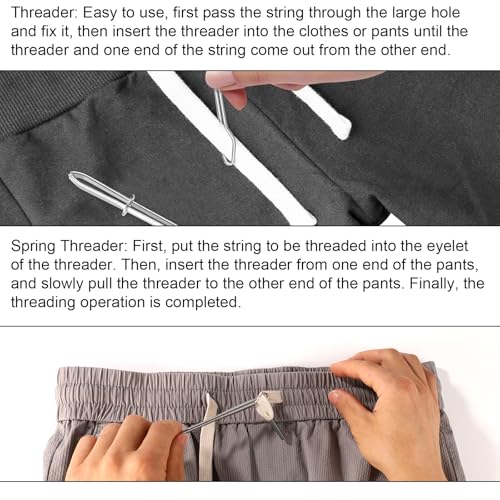 12st Touw Threader, 3 Designs DIY Touw Threading Clips Veer koord trekgereedschap Bodkin Easy Elastische Band Input Loop Turner Naaigereedschappen voor Hoodies Sweatpants Jassen 5