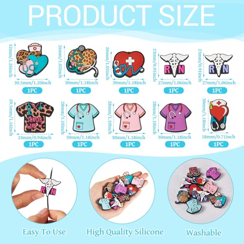10 st. Verpleegkundige thema kralen Silicone kleurrijke verpleegster kleding Stethoscoop kralen Rubber ziekenhuis Focal Spacer kralen Bulk voor ketting sieraden armband oorbellen DIY vrouwen 4