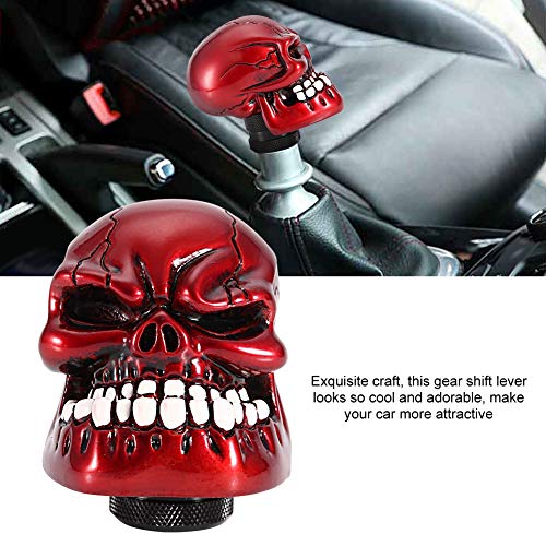 Shift Knob Head, Car Shift Knob Skeleton schedel hoofd auto gewijzigd Shift Knob Stick Lever Shifter Universal(Rood) 5