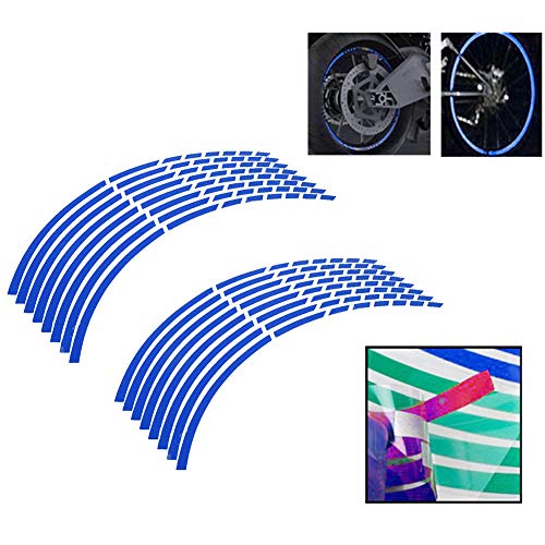 16 st 16-18 inch Motorfiets Reflecterende Wielstrip Stickers, PET Wheel Stickers Decoratie accessoire(Blauw) 4