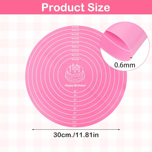 2 stuks siliconen taartonderleger, 30,5 cm ronde taartonderleger met maataanduidingen, hervrijbare draaitafel bakonderleger voor het uitrollen van deeg, pizza, keukenjes