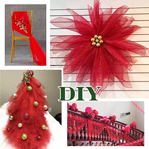 10 yards * 30cm tulle roll rood glitter lint tafel loper decoratie Kerstmis afstuderen bruiloft DIY gast geschenken snoep tutu 5