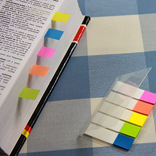 1600 stuks Set van 16 zelfklevende notities Film Zelfklevende Strips Page Marker Tabs Index Sticky Notes Schrijfbare kleurrijk voor paginamarkering 44 x 12 mm 5 kleuren 4