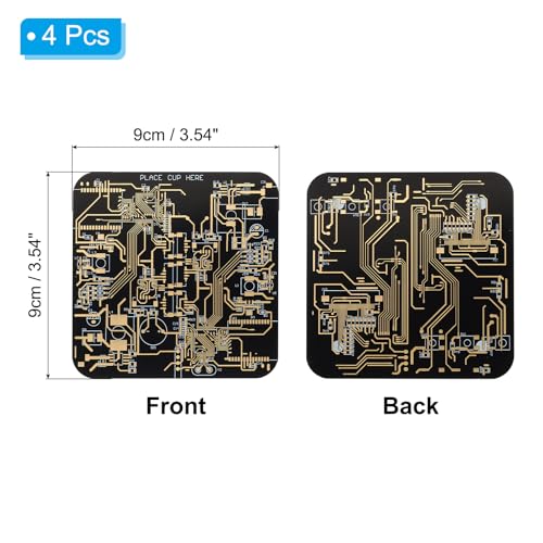 4 stuks Onderzetters, PCB onderzetters PCB Board Coasters FR-4 Drink Bar Onderzetters voor Dranken Koffie Tafel Bar Cadeaus Jongen-vriendjes Mannen, Zwart