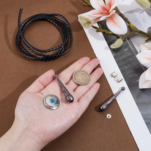 2 stuks Bolo Tie bijlage vervanging bit Set voor Bolo Ties accessoires Bolo Tie accessoires Zilver Platinum antiek 3