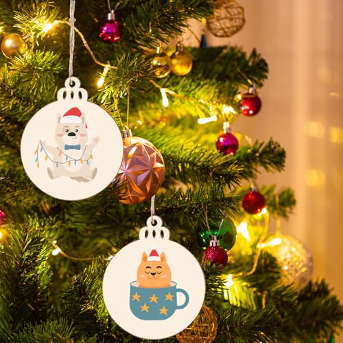 Verpakking van 50 kerstboom decoraties Houten hangers 8 cm Kerstversiering Houten hangers met koord DIY Kerstboom hangen Ornamenten werk Handgemaakt voor kerstversiering Kerstbal 4