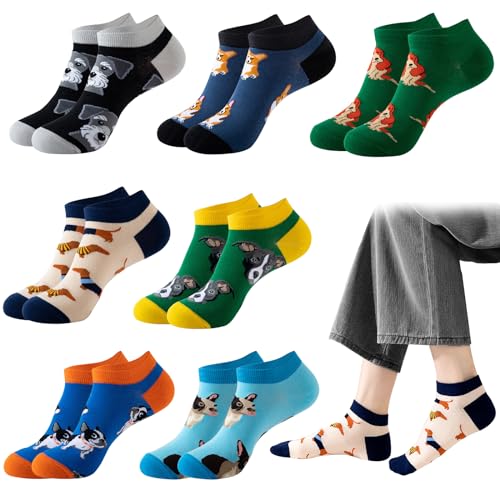 Vrouwen Sokken Katoen 7 paar Wekelijkse Grappige Sokken met Honden Motief Comfortabele Katoenen Sokken voor Vrouwen, Maat 39-42, Multiverpakking, Multi-Kleur., Meerkleurig., 39-42