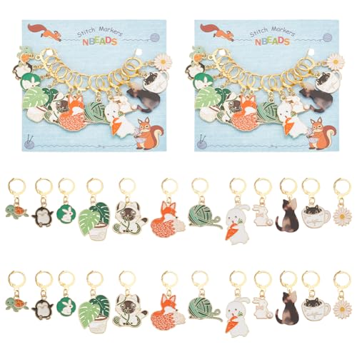 Animal Themed Stitch Markers, 24 stuks, Enamel Legering Hook Stitch Marker, Verwijderbare Leverhaak, Vergrendelende Stitch Marker voor het breien, Weven, Naaien, Sieraden maken, 24st