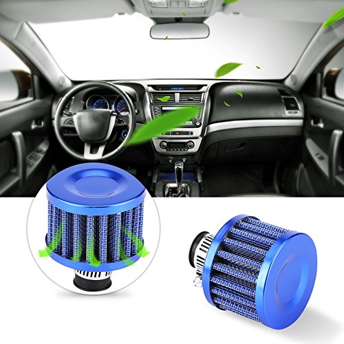 12mm Universele auto Klem op koude lucht Inlaatfilter Kit, Auto lucht Inlaatfilter voor Scooter Atv Dirt Pit Fiets Motorfiets Crankcase Vent Cover adem (blauw) Auto interieur en externe wijziging 5