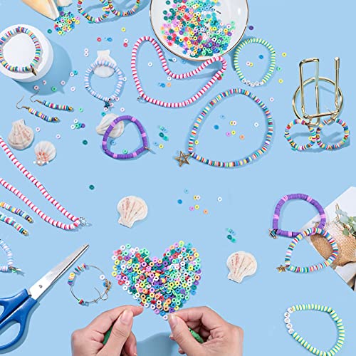 Heishi Kralen 4900PCS Polymer Klei kralen 6mm Kleurrijke platte kralen Klei Kralen Ambacht Set voor DIY sieraden ketting Charm Armbanden Cadeau (B) 5
