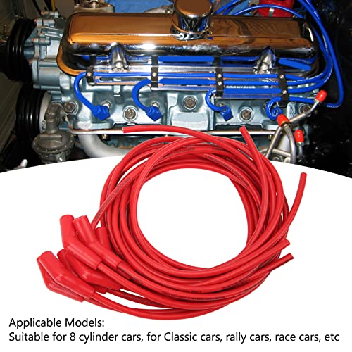 ontstekingskabelkit, 8.5mm Diameter, flexibele anti-Aging ontstekingskabel Kit voor 8 cilinderauto's (rood) 5