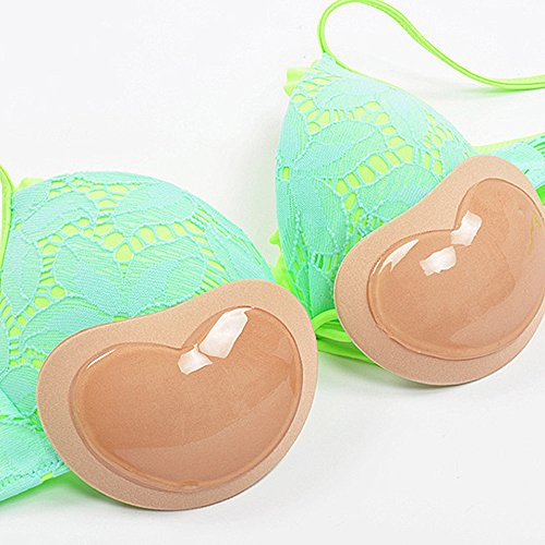 AONER 2 Paren Bra Insert Pads (Zwart + Huidkleur), Siliconen Borstverbeteraar, Duw op Bras, Borstvergroting voor zwembroek en Bikini, -, One Size, Multicolour 4