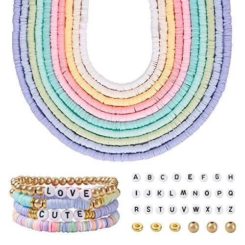 3700~4970Pcs/Box Polymer klei kralen 6mm platte Heishi kralen DIY Preppy armband Kit met Plastic Kralen Acryl Letter Spacer Kralen Fit handgemaakte ketting sieraden maken set