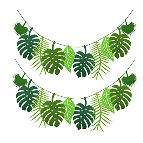 Tropical Leaf Banner Garland, Hawaiian Party Decoration Tropical Garland Leaf Banner Tropical Palm Garland Party Decoration for Hawaiian Luau Party Jungle Beach Thema Party 1PCS 4