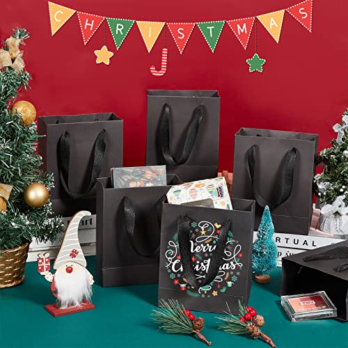 25 stuks Black Paper Shopping Bags, Rechthoekige Cadeautassen met handgrepen voor bruiloften en verjaardagen, 16 x 13 x 6 cm 5