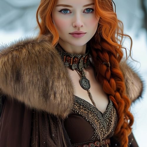 Viking Faux Fur Sjaal voor mannen, Viking Faux Fur Wrap Faux Fur Collar voor Viking Queen kostuum, Viking Collar Shawl gestolen Viking Fur Shoulder Fur Middeleeuws, Natuurlijke / Type 3, One size 5