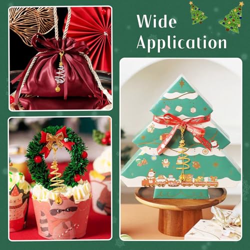 16 Stuks Kerstboom Bedels met Kreeft Clasps Winter Xmas Boom Dangle Charm met Gouden Bell Aluminium Draad Filigree Hangers voor Cadeau Bag Ketting DIY Home Party Decoratie,,, Metaal 3