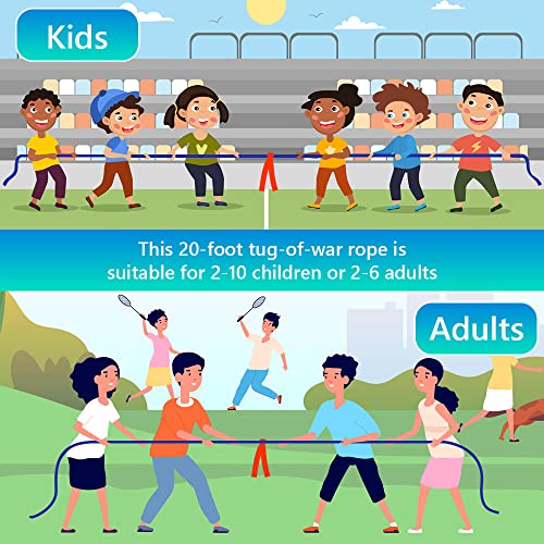 20ft Kinderen Volwassen Tug van War Touw Kit met Whistle Medal Accessoires, Outdoor Playfield Day Family Party Birthday Party Game Tug of War Rope Kit (Blauw) 4