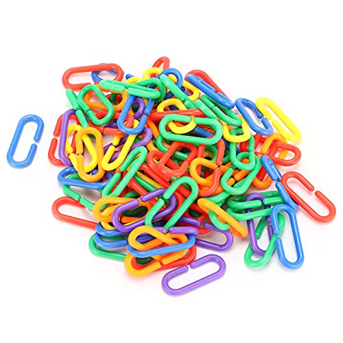 100 st. Plastic ketting Bird Toy, Plastic Links C-clips haken ketting Parrot Bird Toy Cage 4