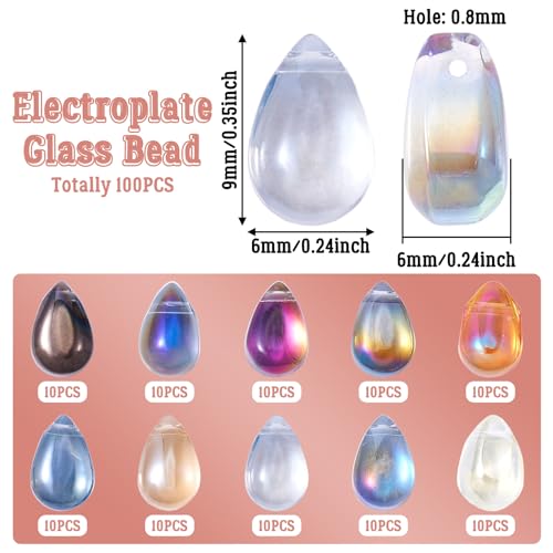 100 st. Drop Crystal Glazen Kralen Facet Top Geborsteld Spacer Kralen Water Drop Losse kralen voor armbanden ketting sieraden maken 3