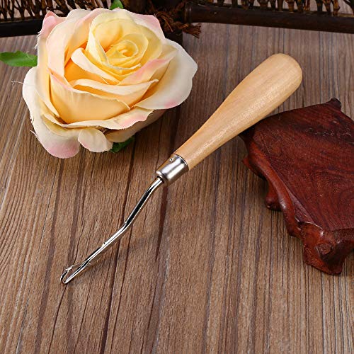 Houten handvat Latch Haak gereedschap voor het maken van tapijt 15,8cm haak haak haak trekker met metalen shank, Ergonomisch handwerk gereedschap voor Canvas Mats, Chunky breien Reparatie 4