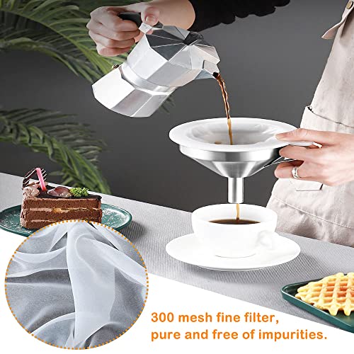 5 Inch Roestvrij stalen Funnel met handvat, Metalen Funnel, Keuken Funnel, Funnel Set, 300 Mesh Filter, Afneembare Strainer, 1 Schoonmaakborstel, Keuken, Olie Hopper set 5