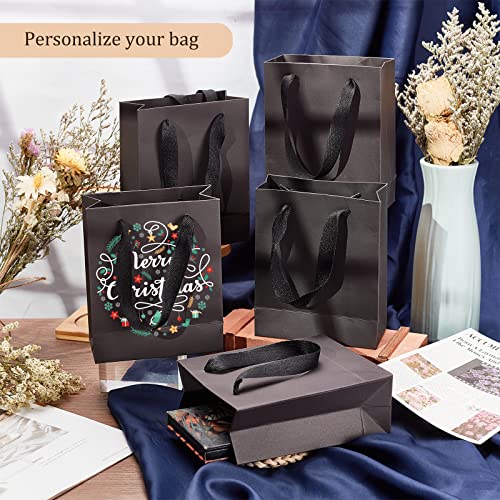 25 stuks Black Paper Shopping Bags, Rechthoekige Cadeautassen met handgrepen voor bruiloften en verjaardagen, 16 x 13 x 6 cm 4