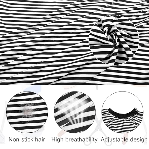 Kapper Cape 160x140cm Barber Cape Barber Cape Barber Accessoires Barber landschap met Press Studs verstelbare nek Barber landschap voor vrouwen mannen kapper zwart en wit strepen, 18, zwart en wit 4