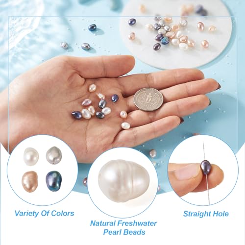 100 st. Natuurlijke Zoetwater Parel kralen, 4 stijlen, geverfde rijst, barokke Zoetwater Parel kralen voor sieraden maken, Gat: 0.5~0.7mm 4