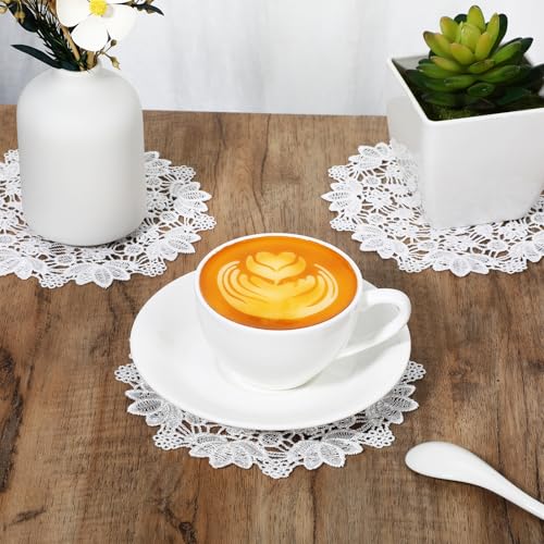 8 st Witte haak Doilies, 6.1 Inch Handgemaakte ronde Lace Doilies, Vintage katoen Placemats, Rustieke tafelmatten voor tafels, Keuken, Eetkamer, Partij, Bruiloft, Verjaardag