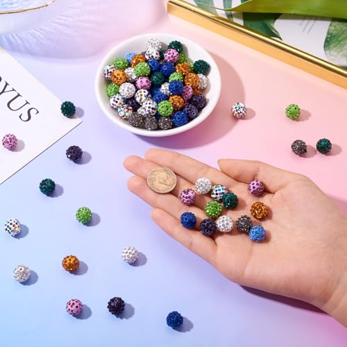 100st 12mm disco bal kralen, strass kristal kralen, ronde polymeer klei, strass kralen, bulk voor sieraden maken, kraal decoratie 5