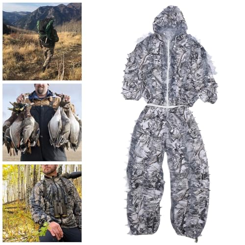 Sneeuw 3D Leaf Suit Sneeuw Ghillie Kostuum jacht Ghillie kostuum winter Ghillie Costume Camo Ghillie Kostuum Snow Camouflage Suit Hunting Ghillie kostuum voor sneeuw
