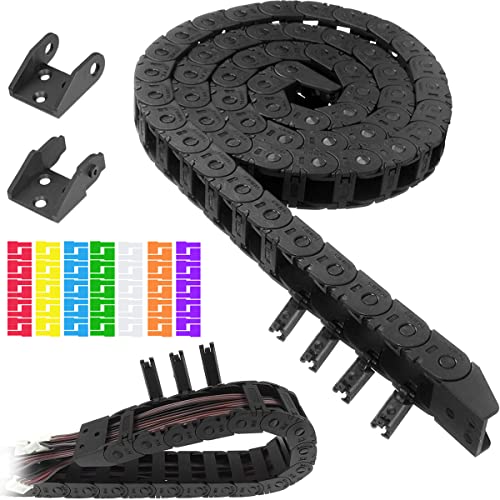 Trekketting Kabeltreklijn 3D-printer 10X20mm R18 Plastic Flexibele slepende kettingdrager Open type voor 3D-printer- en CNC-routermolenmachines met 1 Pair-connectoren, 1M