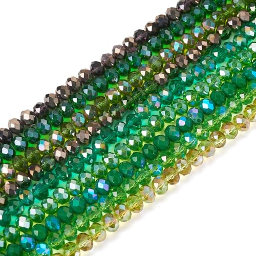 9 Strands Facet Glas Rondelle kralen 8mm Green Crystal Glas Lose Ronde Kralen Bulk voor vriendschap armband ketting oorbellen sieraden maken