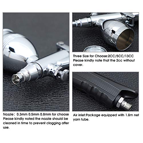 Airbrush kit, multifunctionele zwaartekracht airbrush pistool systeem set 0.3mm 0,5mm 0,8mm Nossles Cups set Kit 4
