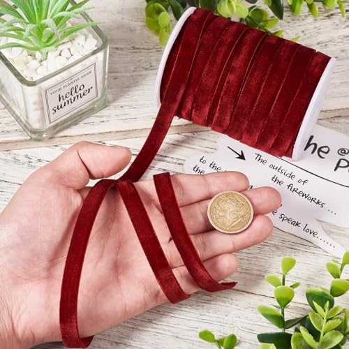 Dark Red Velvet Ribbons 10mm brede Double Sided Velvet Libbons 20 Yards met Spool voor DIY Crafts Gift Wrapping Bow Choker Hair Tie 5
