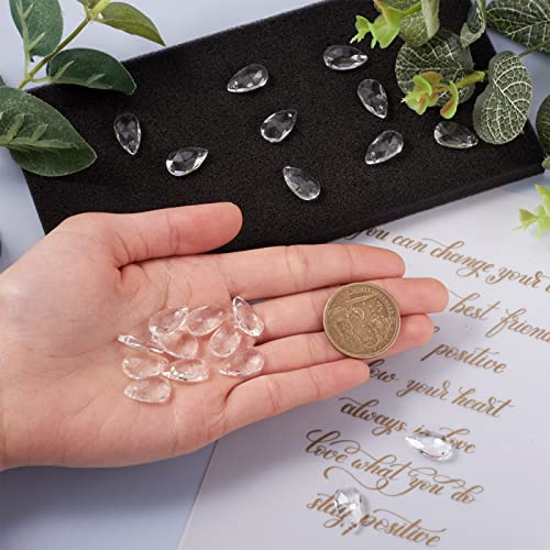 100 st Teardrop Shaped Glazen Kralen, Duidelijke Facet Village Kristal kralen Bovengeborstelde Dangle Hangers voor Jwewelry Chandelier Home Opknoping Decor, Gat: 1mm 3