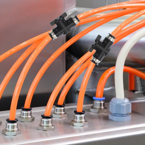 4mm(3/20") Push-to-Connect Fittings Ball Valve, 6sts 0-60 graden BUC Luchtstroomregelventiel, Quick Coupling, Luchtslang koppeling voor Pneumatische Systeem Pijpleiding, Zwart 5