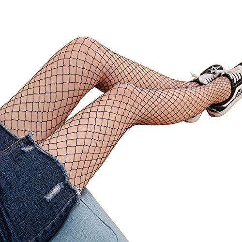 Set van 2 Vissennet Panty's Mesh Zwart Wit Vrouwen Visnet Sokken Panty Black One Size