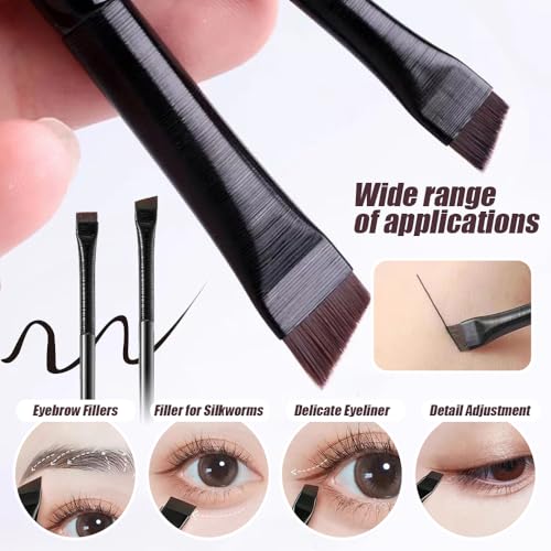 7 stuks Eyeliner borstel Set, Professionele Fijne wenkbrauw Concealer Brush, Platte en fijne Angled Eyeliner Brush, Oblique wenkbrauwen, Eyeliner borstel Set, Cosmetisch, Cosmetisch 3