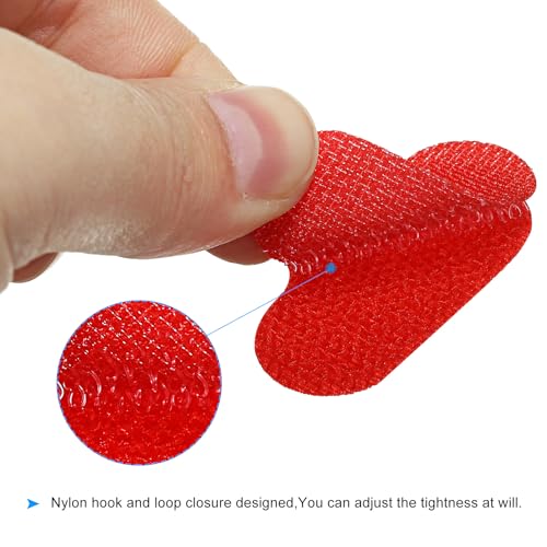 Kabeletiketten 0.6 x 1.5 inch, 20 Pack Writable Cord Labels, Zelfklevende Haak en Loop Wire Labels voor Elektronica Computers, Kabelbeheer en Identificatie, Rood 3