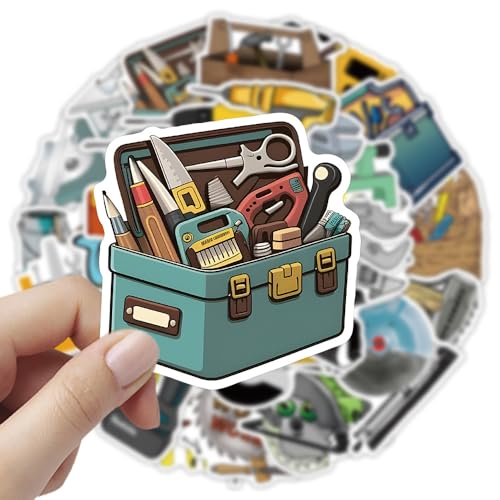 Bouw Gereedschap Stickers voor tieners en volwassenen, 50 stuks, Bouw Implementatie, Vinyl Sticker Set, Auto, Motorfiets, Fiets, Skateboard, Snowboard, Bagage, Laptop, Koffer, Helm 3