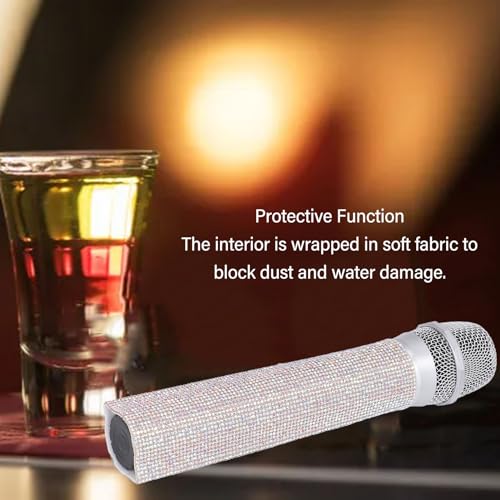 Shiny Microfoon Decoratieve Case, Glitter Crystal Microfoon Case, Glitter Draadloze Microfoon Case, Sparkling Bling Rhinestones Microfoon handvat beschermhoes voor (Multicolor) 3