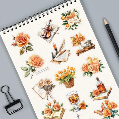 Oranje bloemen Stickers voor tieners Volwassenen 50 stuks Oranje bloemen PET Vinyl Sticker Set Auto Motorfiets Fiets Skateboard Snowboard Bagage Laptop Koffer Helm Motorfiets Motorstickers 3