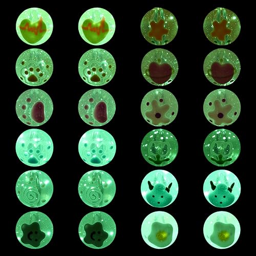 24st 15mm Glow in de donkere ronde kralen bulk met poot patroon groot gat lichtgevende acryl spacer kralen ambachten kraal voor DIY armbanden kettingen sleutelhangers ambacht ambachten